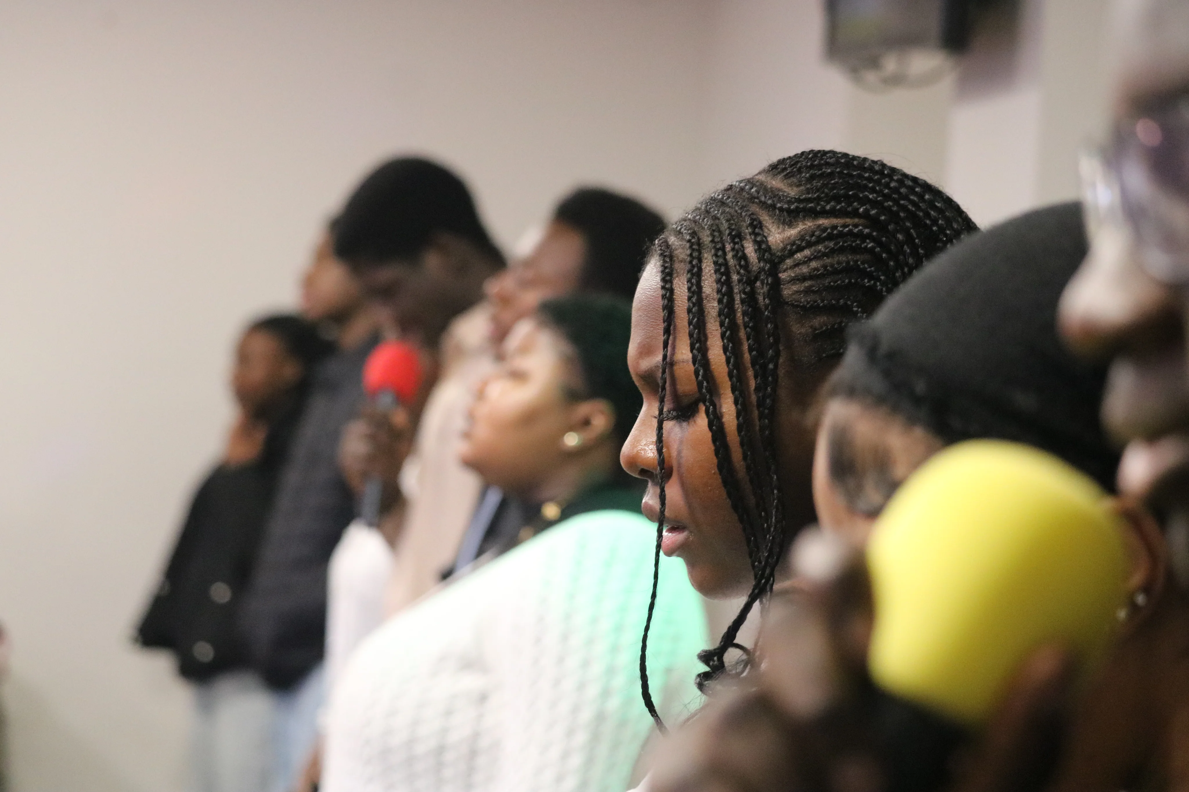 Praise team during worship